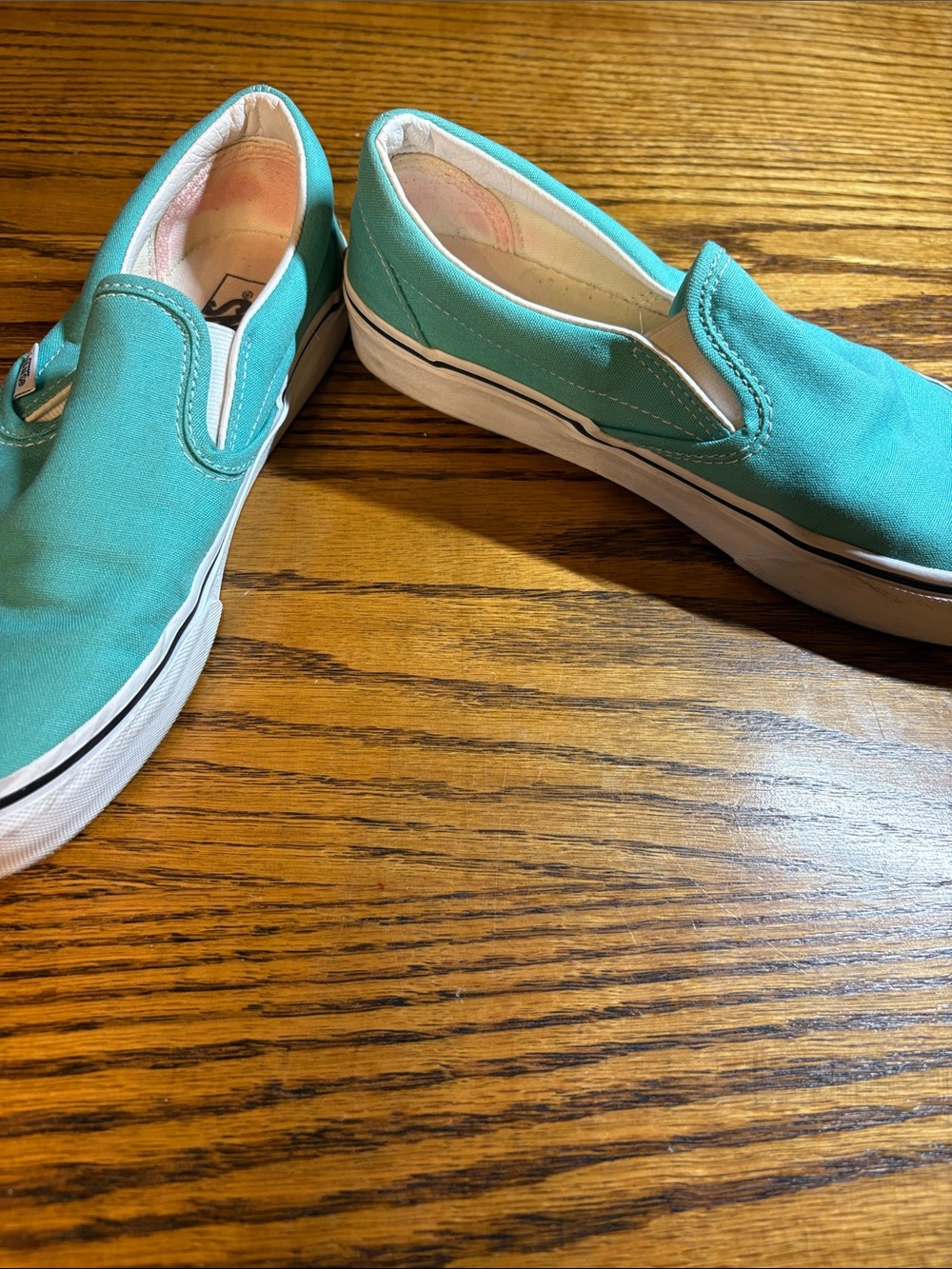 Vans Slip-On Athletic Shoes in Teal and White - Picture 5 of 7